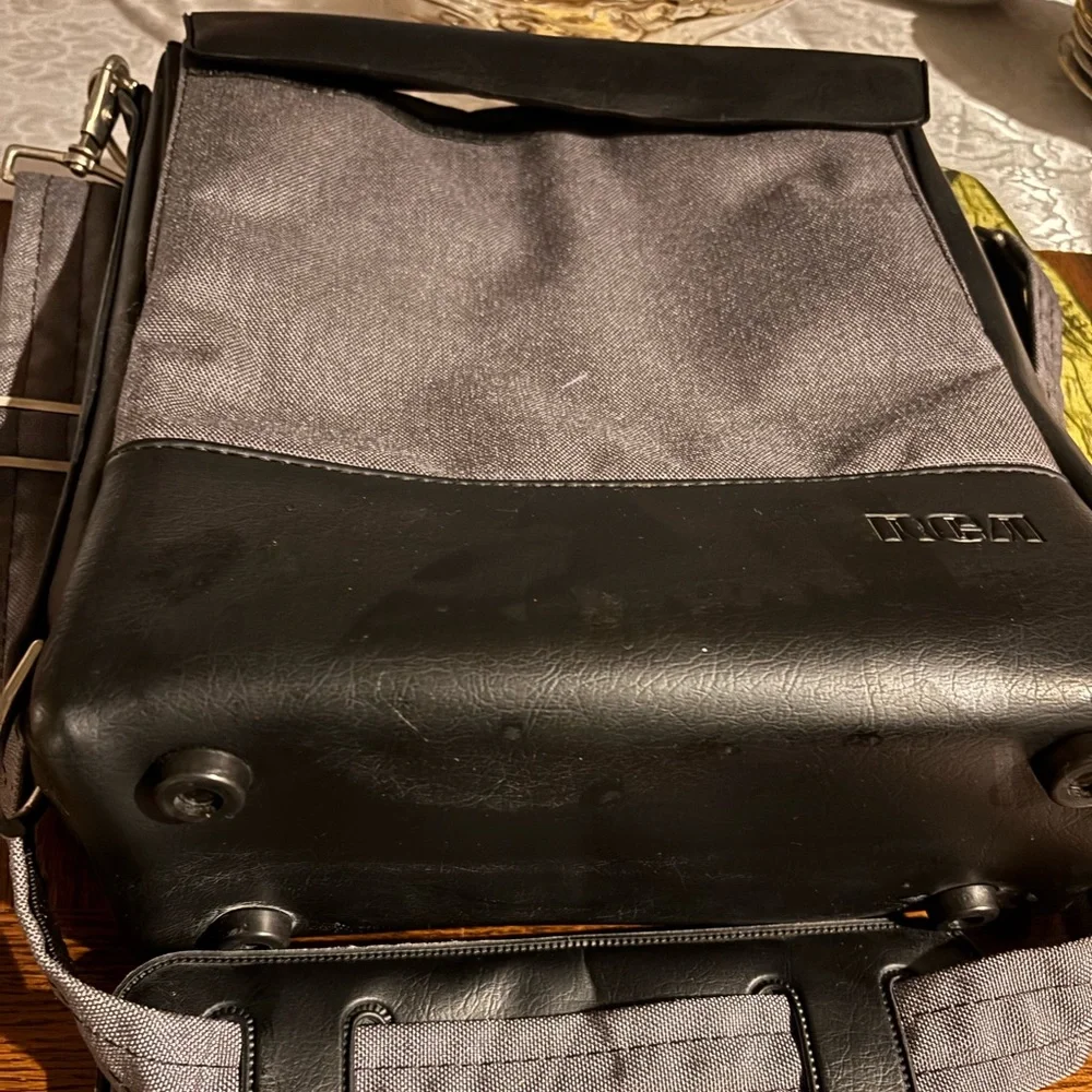 vintage RCA video camera bag with a shoulder strap made in the USA.